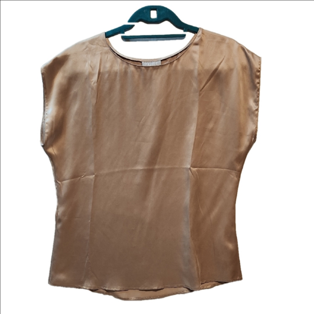 Pure Collection Beige 100% Silk Women's Top Sz 4